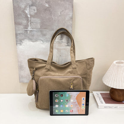 WoSpacious Mehrfach-Taschen Canvas Einkaufstasche Brehn