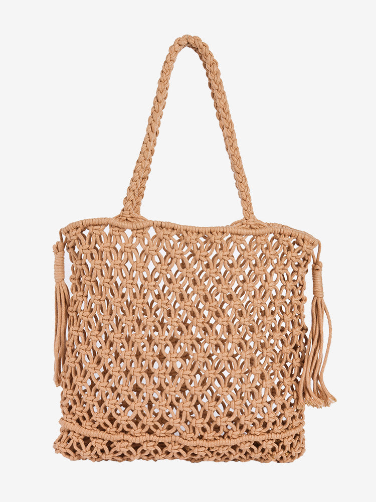 Damen Makramee Strandtasche mit eleganten Fransen Brehn