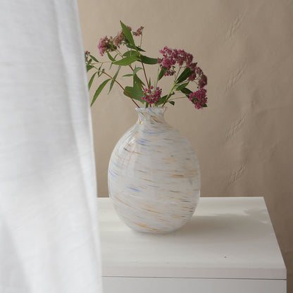 Handgeblasene Dekorative Glaskugelvase mit Wirbelmuster Brehn