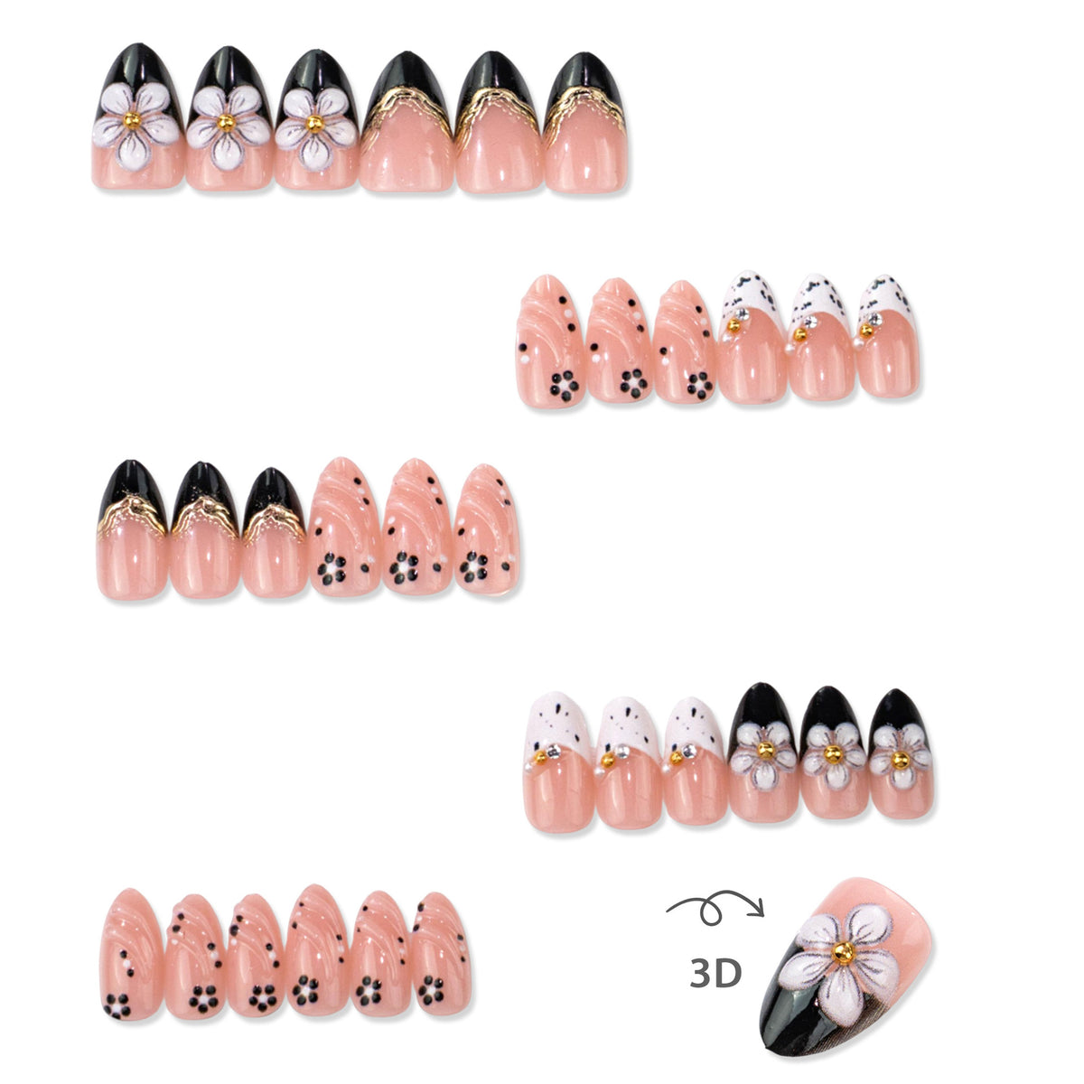 Künstlerisches Press-On-Nageldesign-Kit