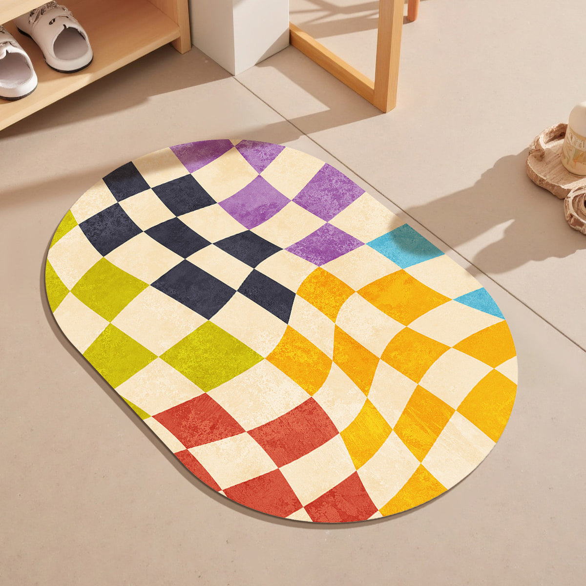Farbige geometrische Muster-Badmatte