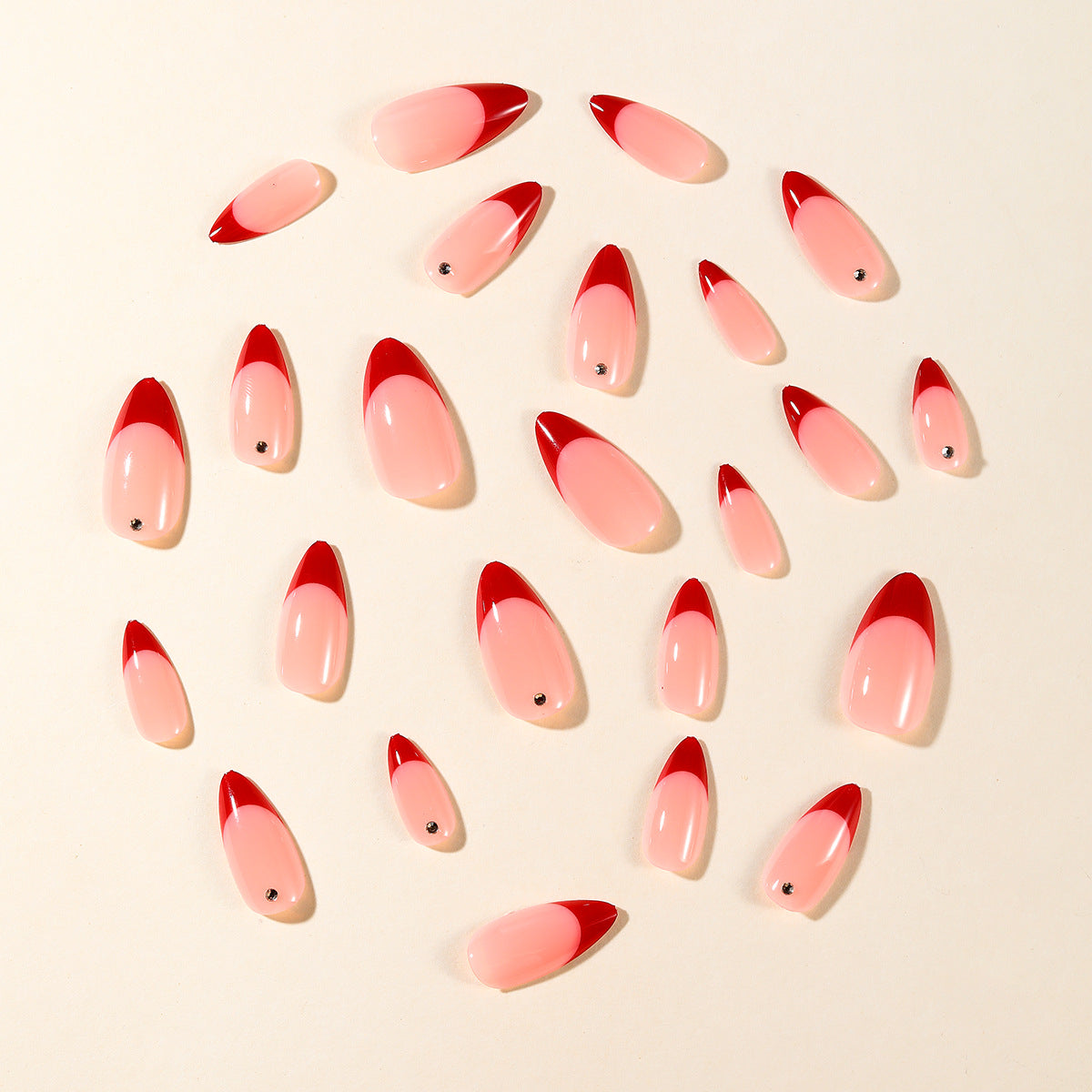 Elegante Rote Ombre Stiletto Nagelverlängerungen Brehn