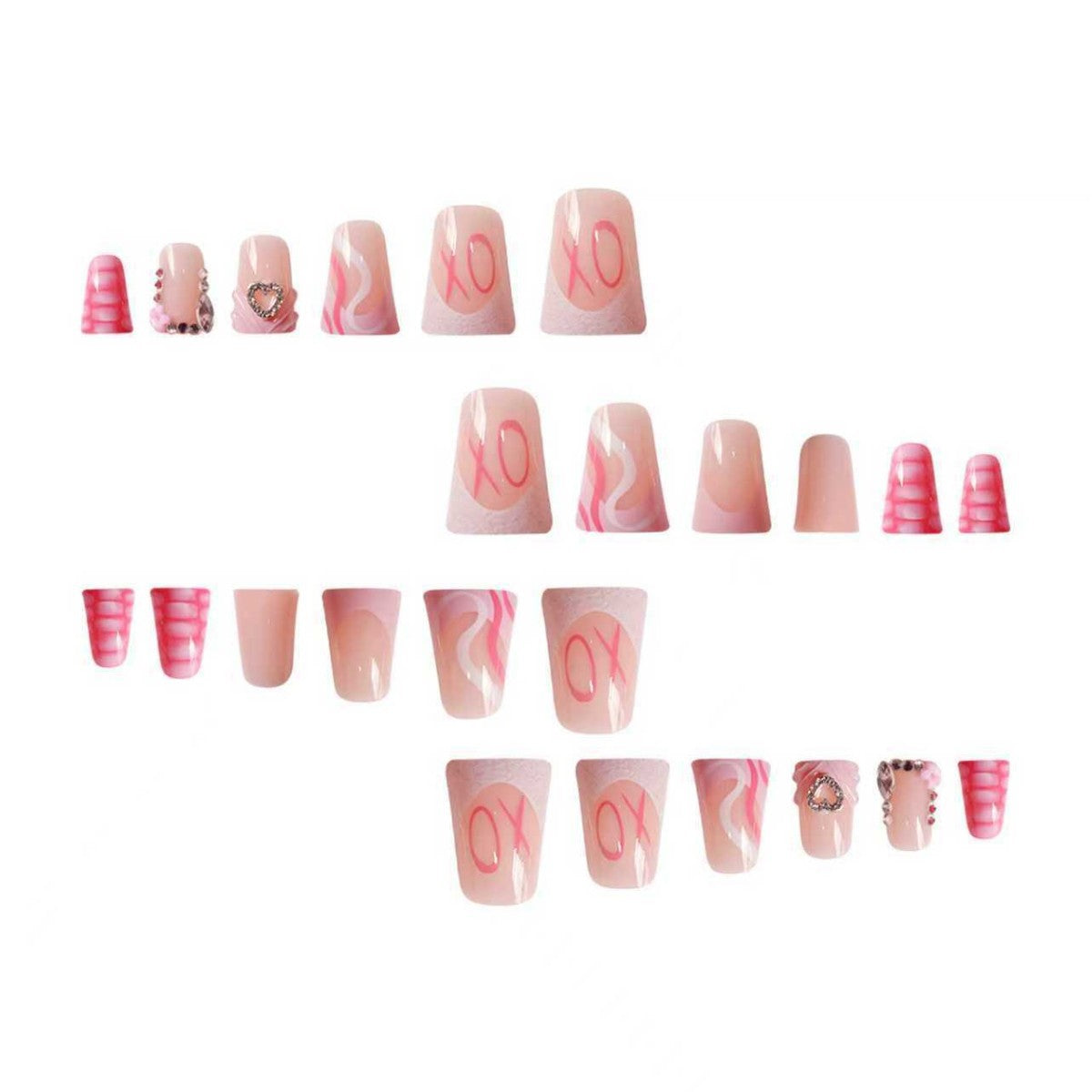 Künstlerische Herz-verzierte Nagelerweiterungen Brehn