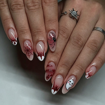Halloween Kunstnagelset mit gruseligen Spinnen- und Gespensterdesigns Brehn