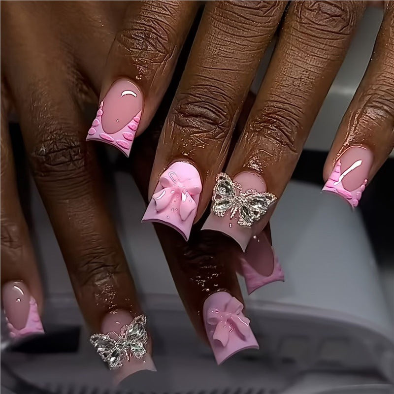 Verspieltes florales Design Press-On-Nagelverlängerungen Brehn
