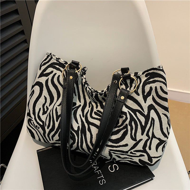 Stylische Zebra-Print-Canvas-Shopper-Tasche Brehn