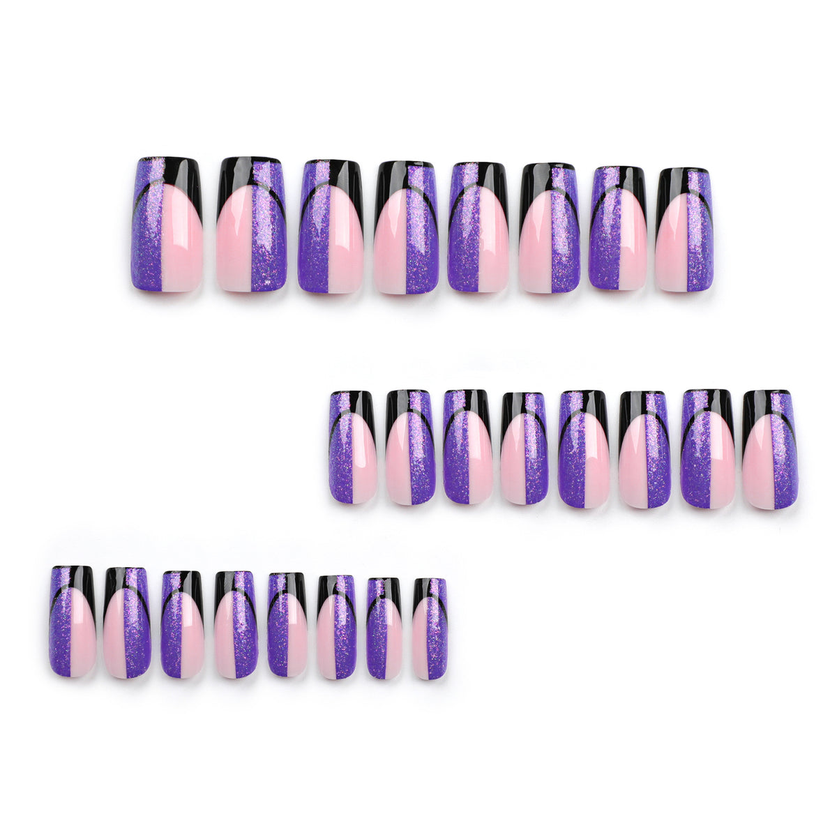 Kunstvolle Nagelverlängerungen mit glamourösem Farbverlauf und Glitzerdetails Brehn