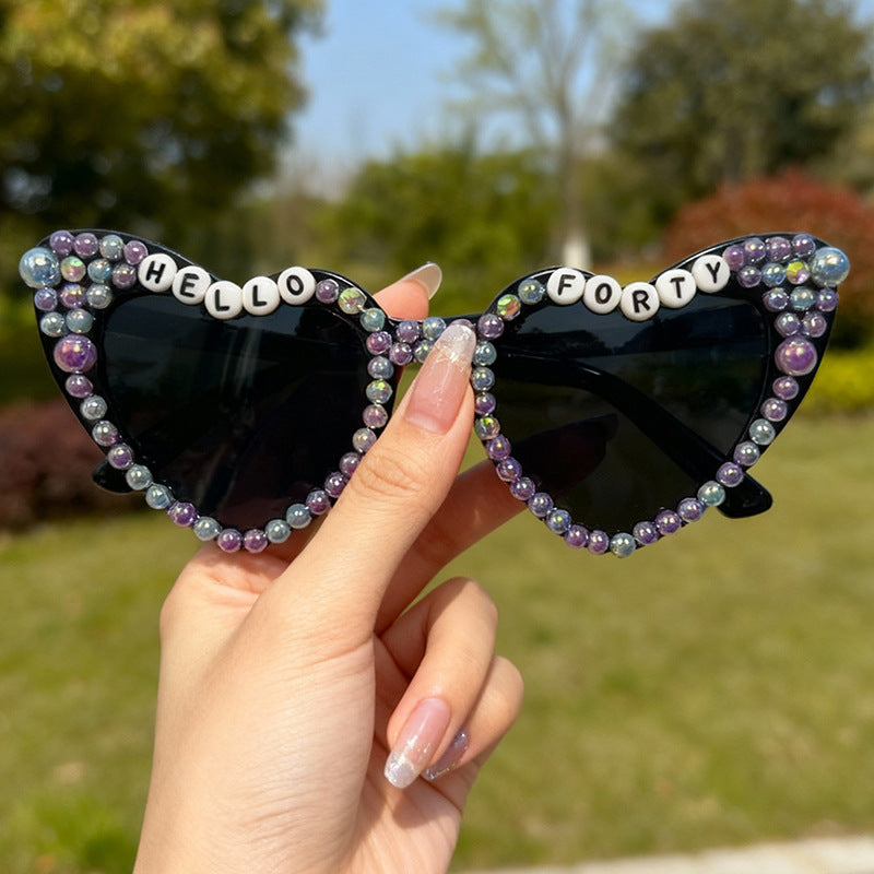 Perlenverzierte Cat-Eye-Sonnenbrille Brehn