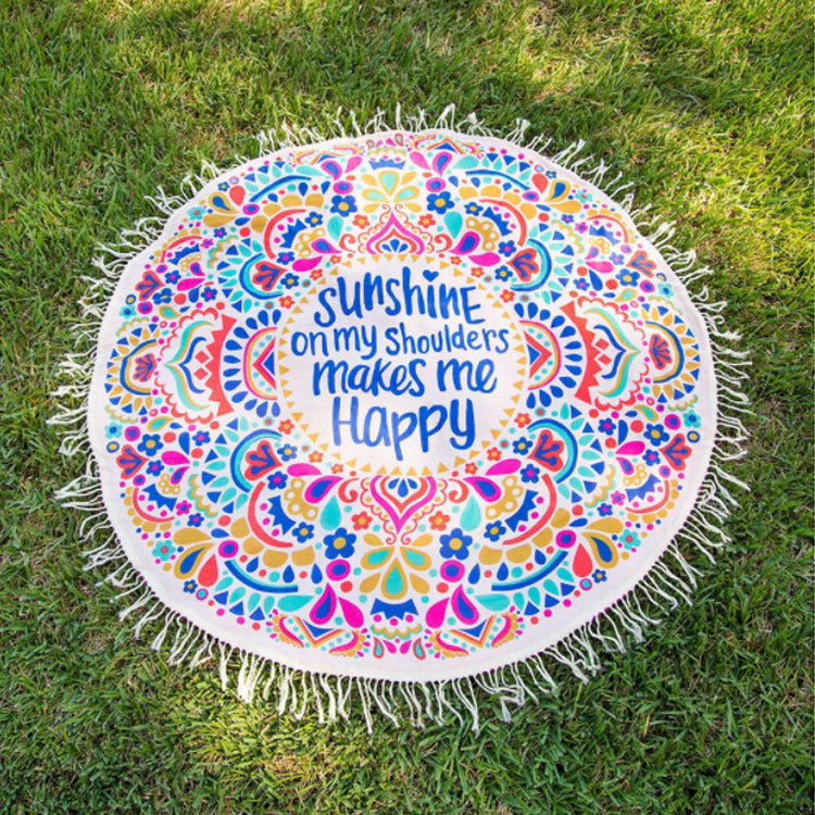 Unisex runde Stranddecke mit buntem Mandala-Motiv Brehn