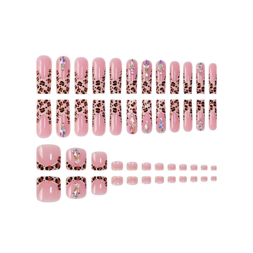 Künstlerisches 3D Dekoratives Press-On Nagelset mit Tierdruckakzenten Brehn
