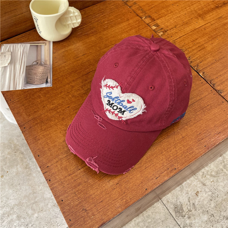 Damen Distressed Softball Mom Patch Baseball Cap Brehn