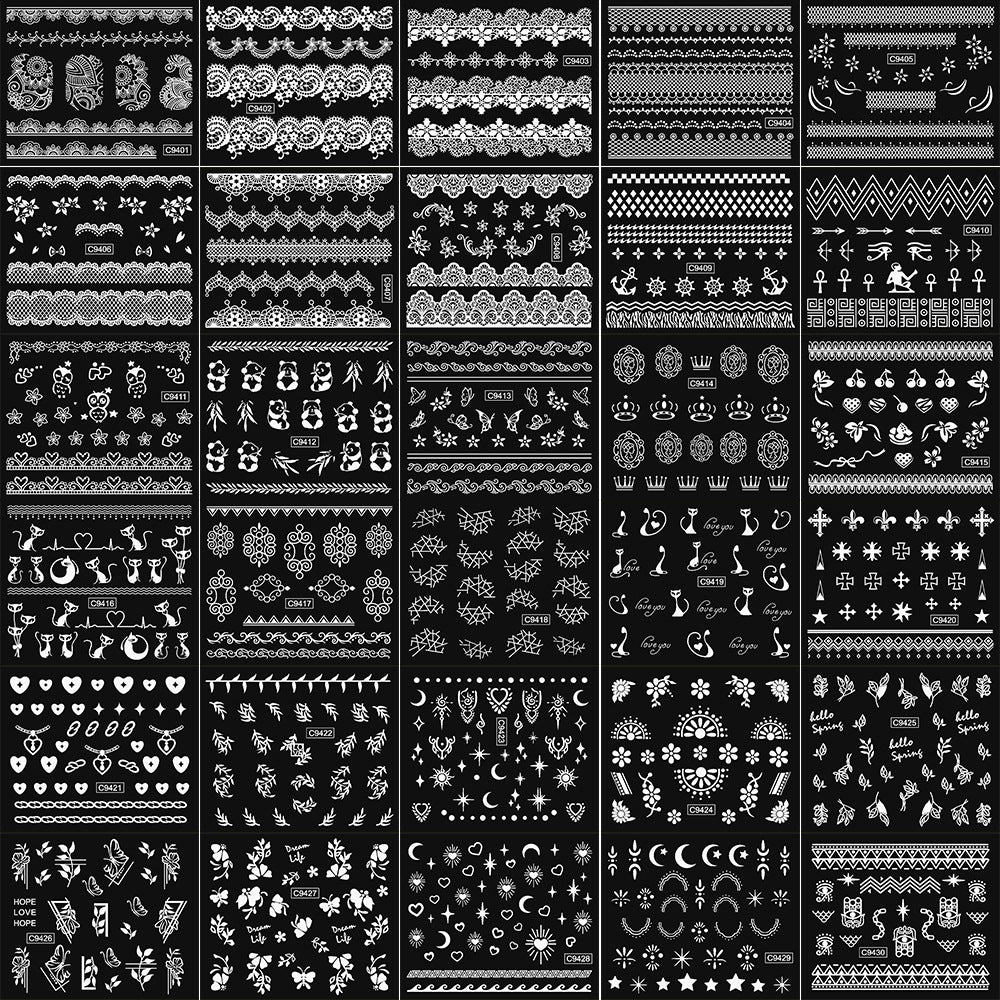Kreative Nagelkunst Aufkleber Sammlung