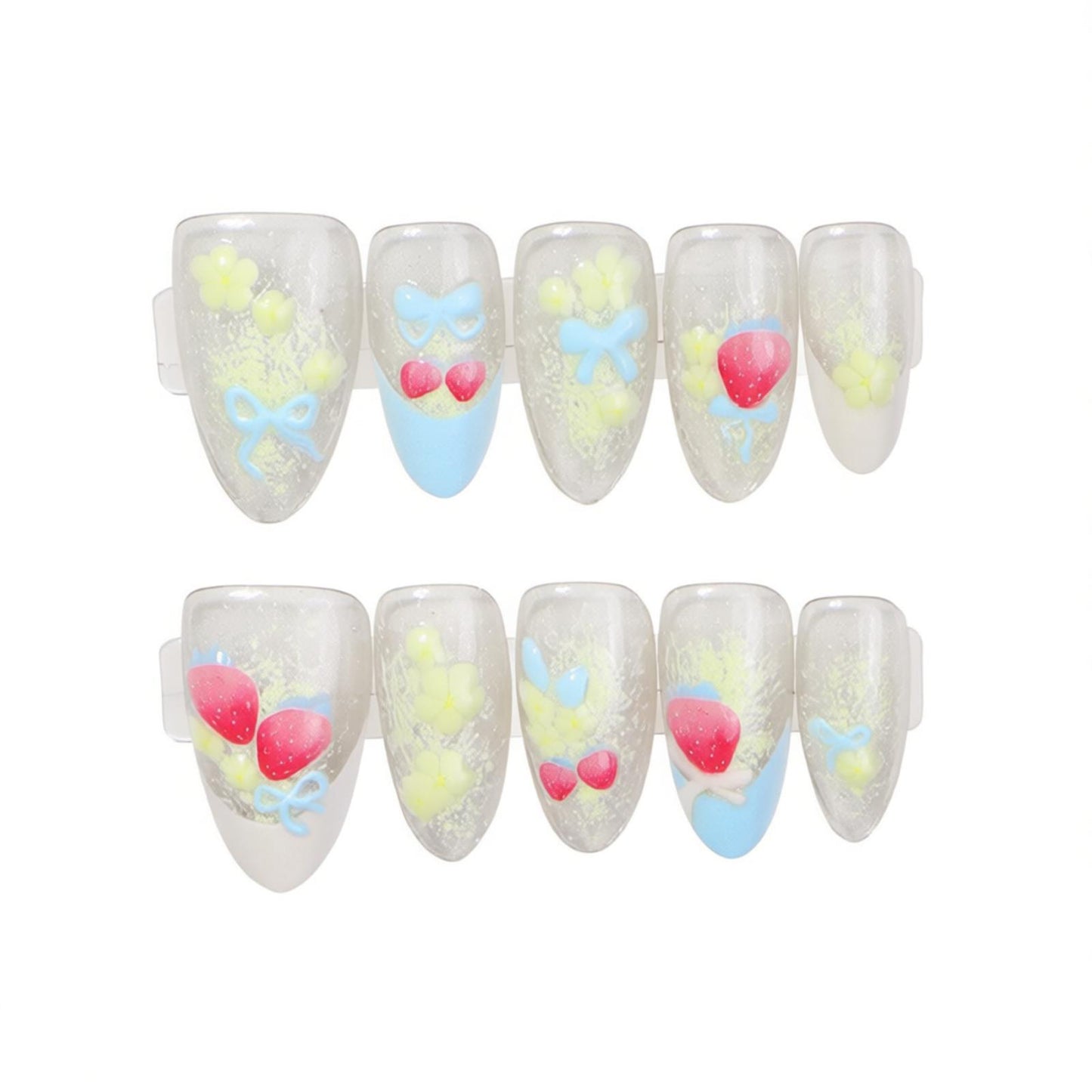 Verspieltes dekoratives Press-On-Nagelset Brehn