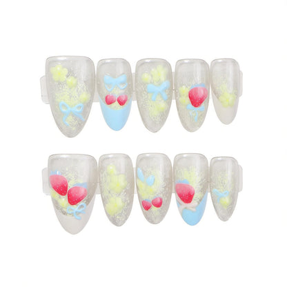 Verspieltes dekoratives Press-On-Nagelset Brehn