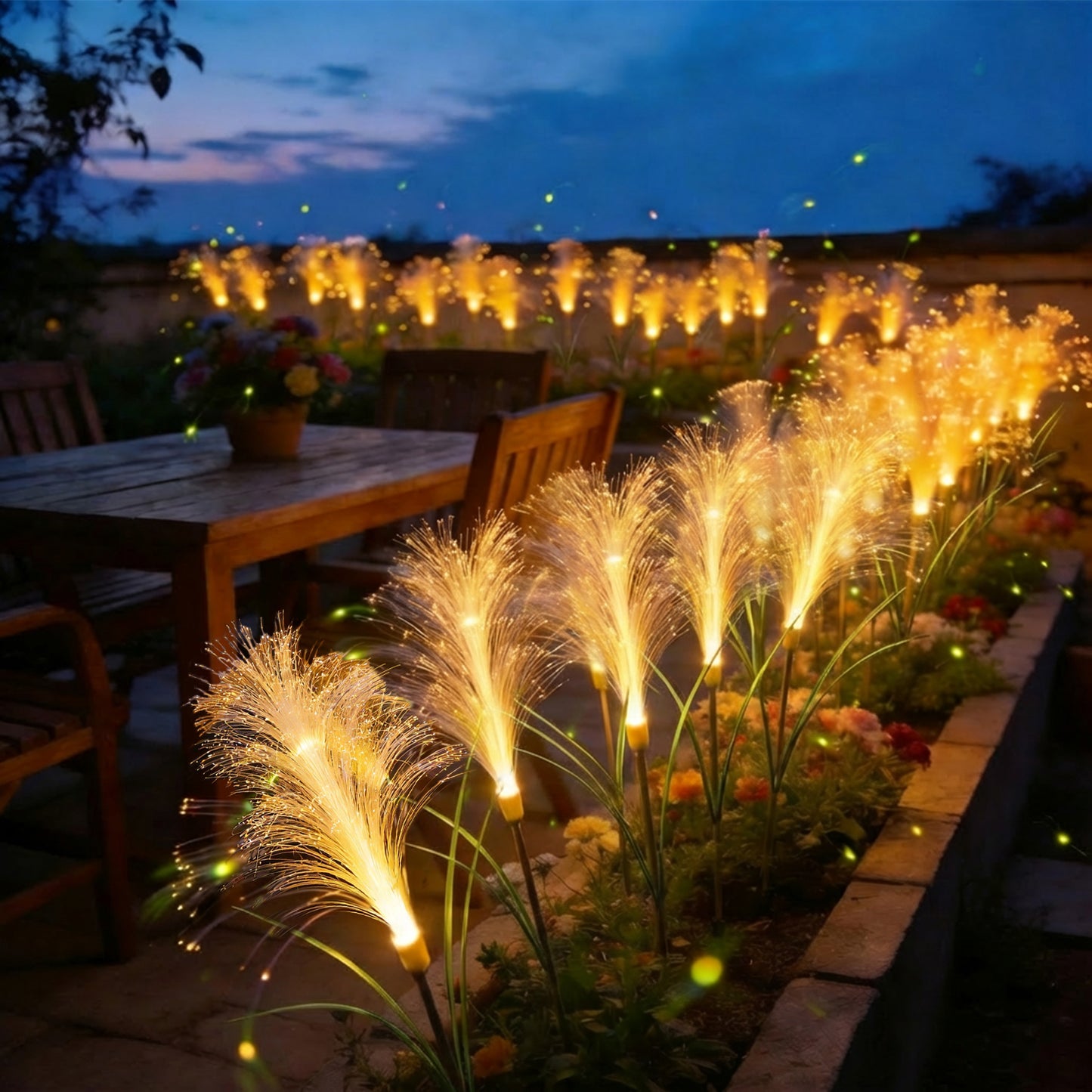 Solar-Faseroptik-Gartenweglichter mit warmen LED-flexiblen Stakes Brehn