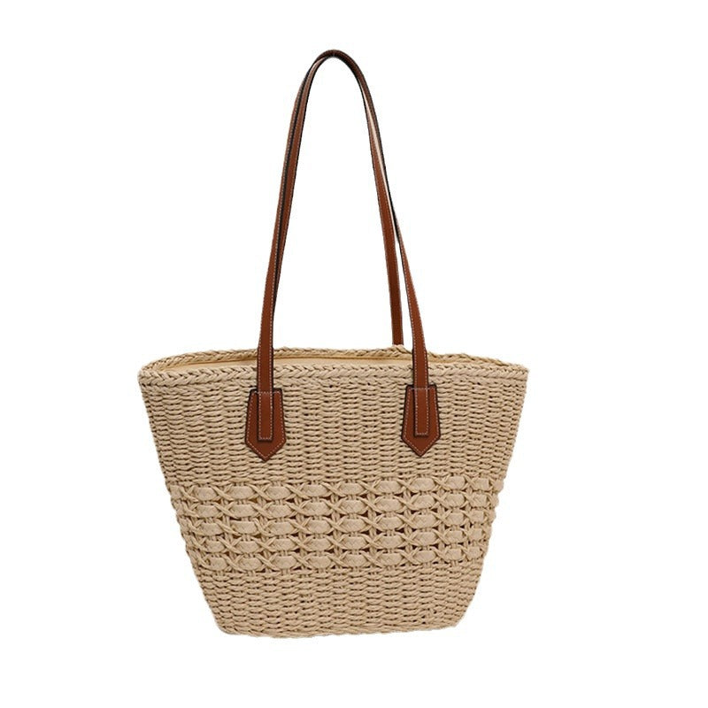 Handgefertigte Rattankorb-Tasche mit Eleganten Lederakzenten Brehn