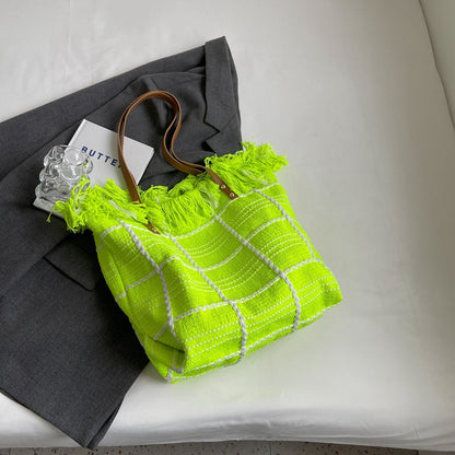 Texturiertes gewebtes Tragetaschen-Handtasche