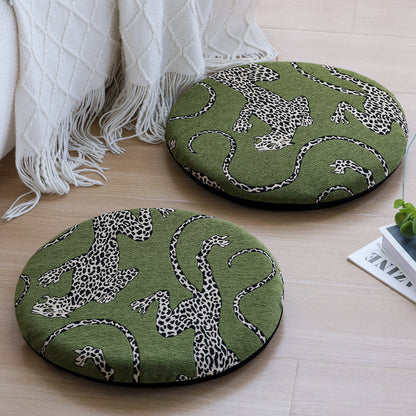 Runde Stuhlkissenhülle mit gewebtem Leoparden-Jacquard und elastischem Saum Brehn