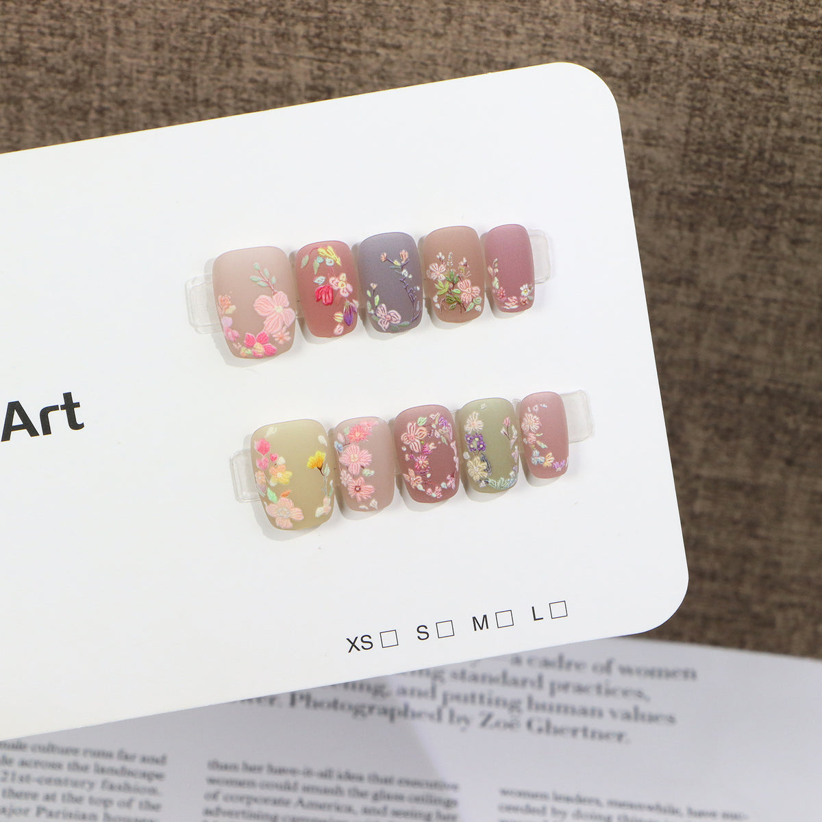 Artisan Blüten-Design Druck-Nagelset Brehn