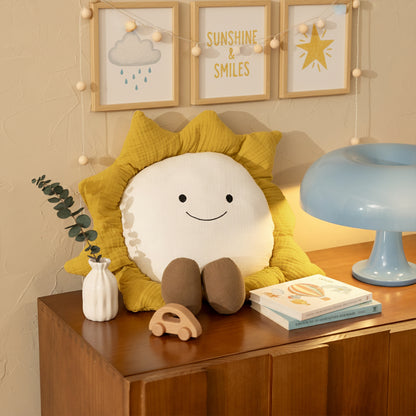 Niedliches Wolken-Kuschelkissen mit Hundemotiv und Chenille‑Kontur Brehn
