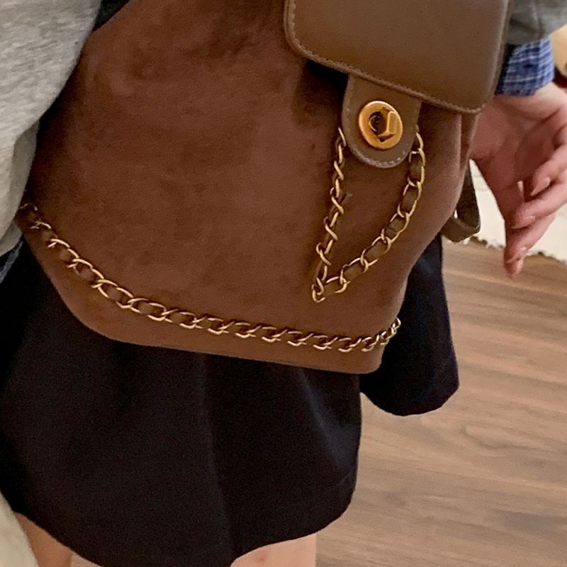 Chic Faux Suede Kordelzug Rucksack Brehn