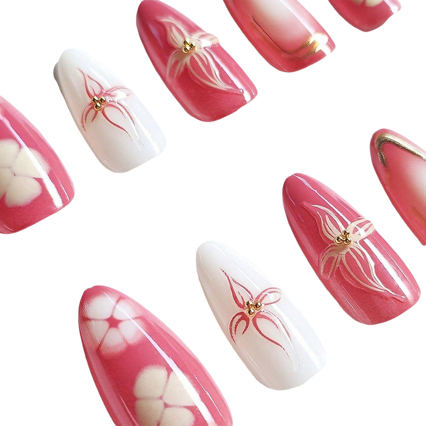 Künstlerisches floral Press-on Nageldesign Brehn