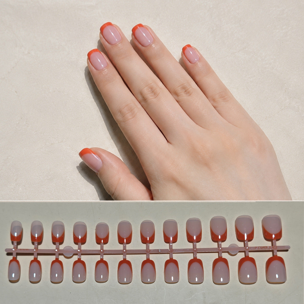 Chic Französisches Tip Press-On Nagelkunstset Brehn