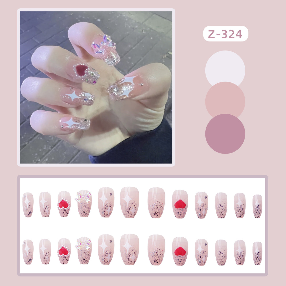 Glamouröse mit Strass verziertes Aufklebnagel-Set Brehn 1790727203