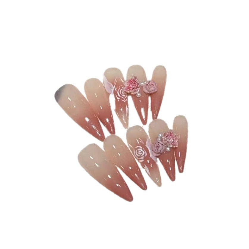 Elegantes Blumendesign Stiletto Press-On Nagelset Brehn