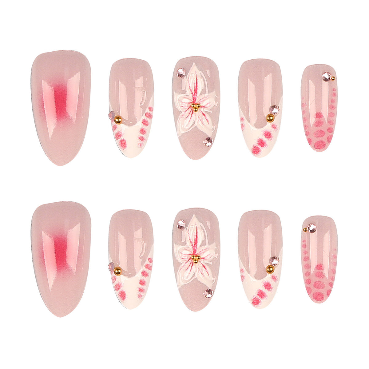 Florale Verzierungen Press-On Nagelkunst