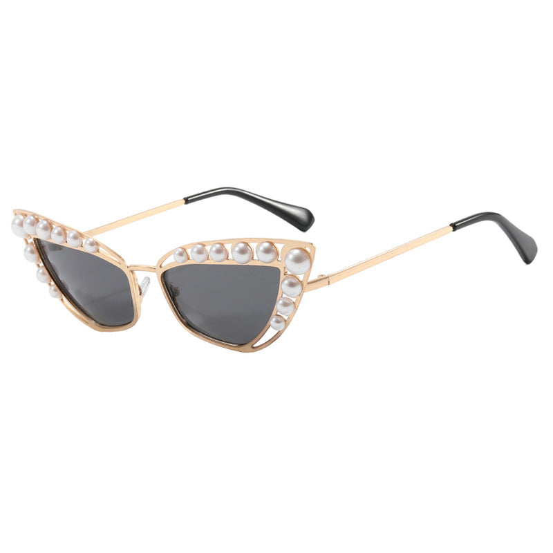Damen Cat-Eye Sonnenbrille mit exklusivem Perlenspitzen-Rahmen Brehn