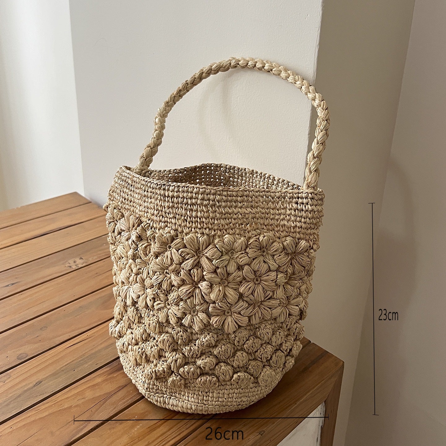 Handgefertigte Strohtasche mit Weichem Innenfutter Brehn