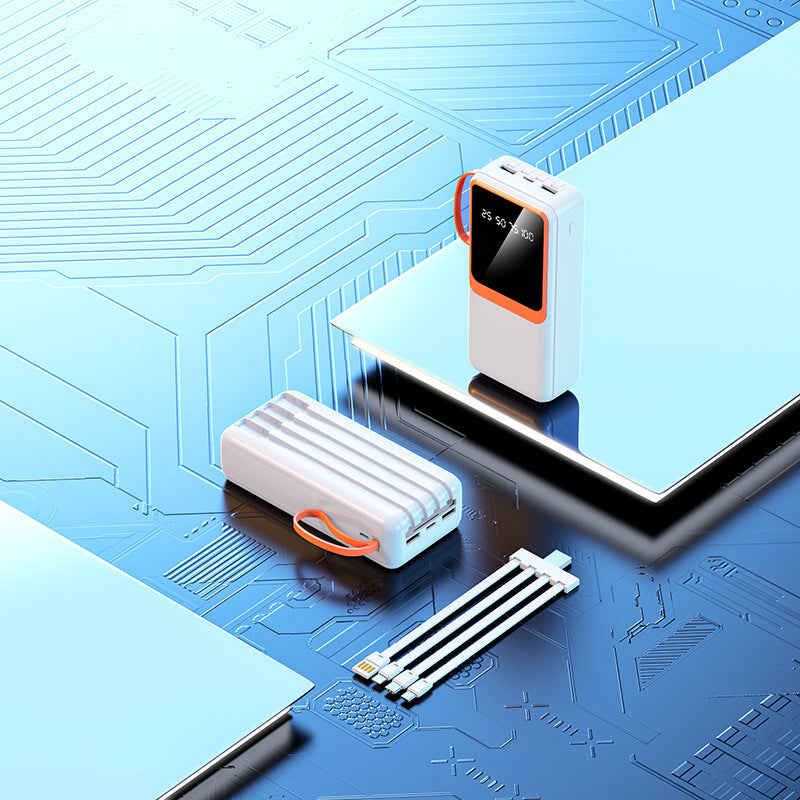 Tragbare Powerbank mit digitaler Ladeanzeige und integriertem Kabel Brehn