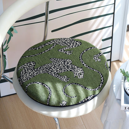 Runde Stuhlkissenhülle mit gewebtem Leoparden-Jacquard und elastischem Saum Brehn