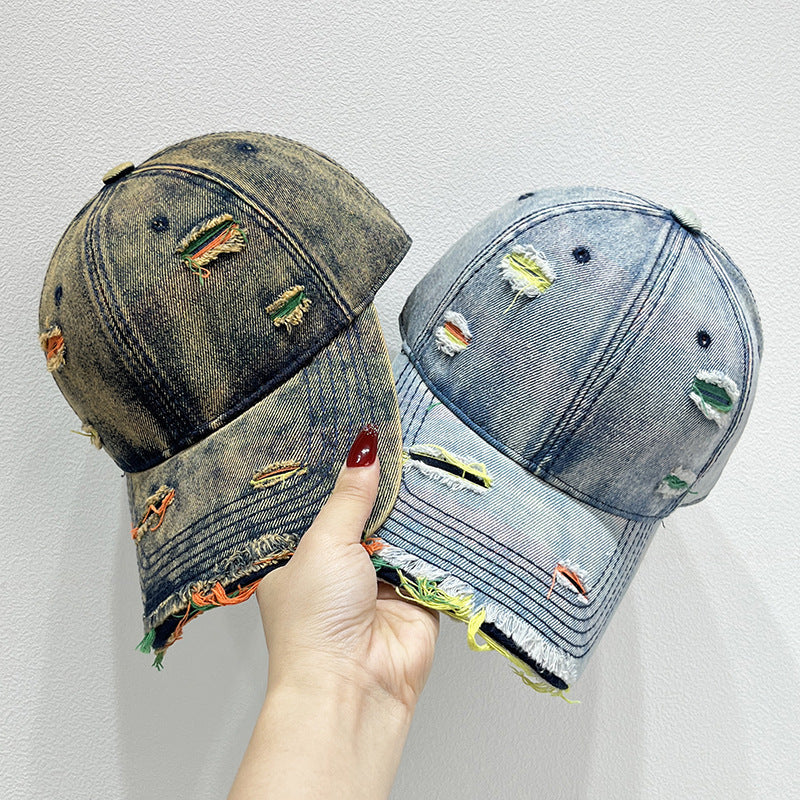 Damen Zerrissene Denim Baseball Cap Brehn 1784084142