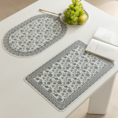 Abwischbare Tischsets aus PU‑Leder mit botanischem Silhouetten‑Design Brehn