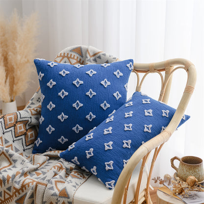 Dekorativer Kissenbezug im Boho‑Skandi‑Mix mit handtuftetem 3D‑Diamantrelief Brehn
