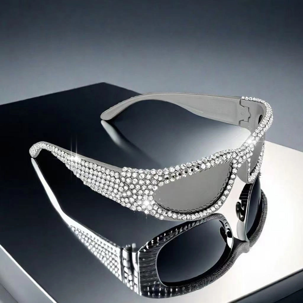 Damen Glitzernde Sonnenbrille mit funkelndem Kristallrahmen Brehn