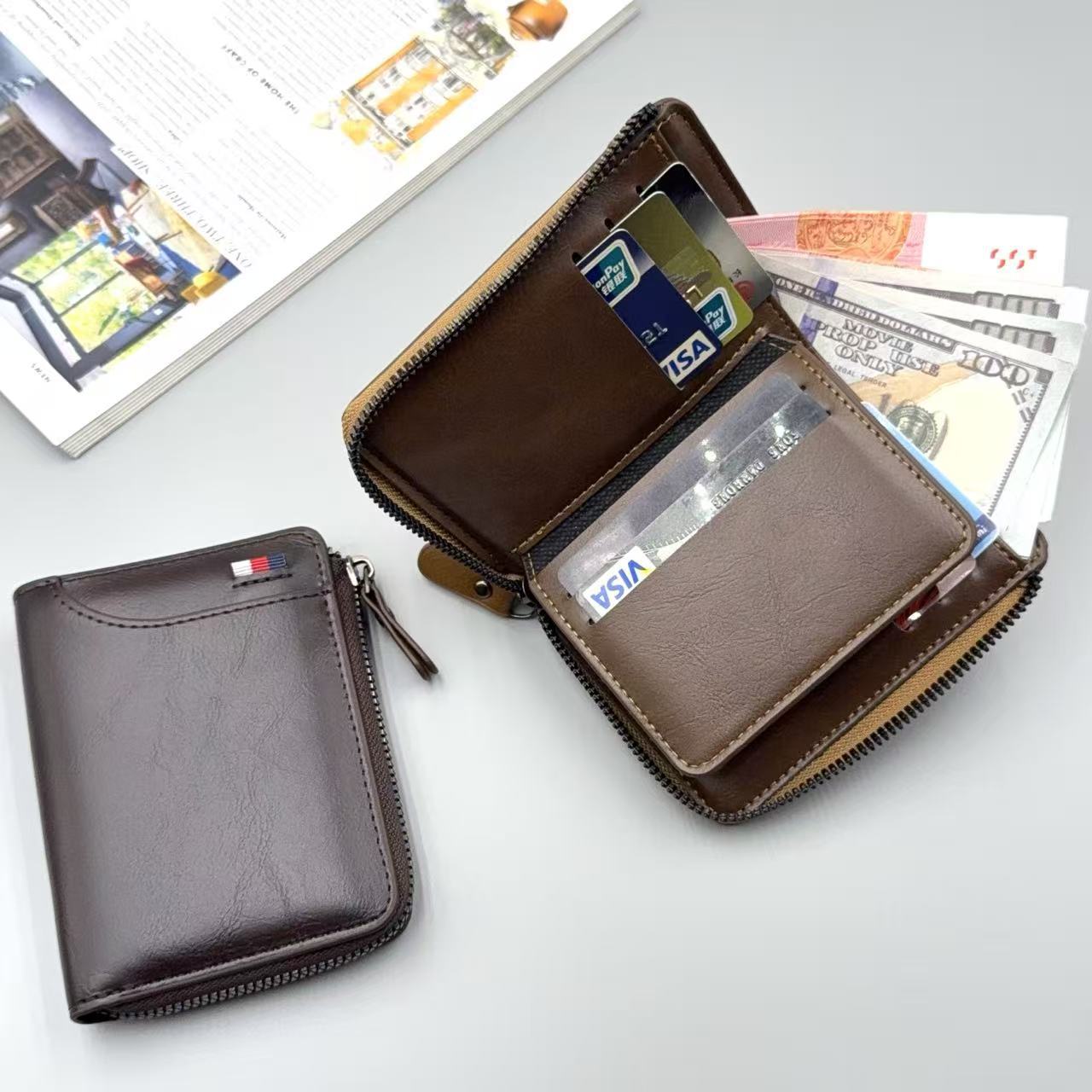 Premium Leder Reißverschluss Geldbörse