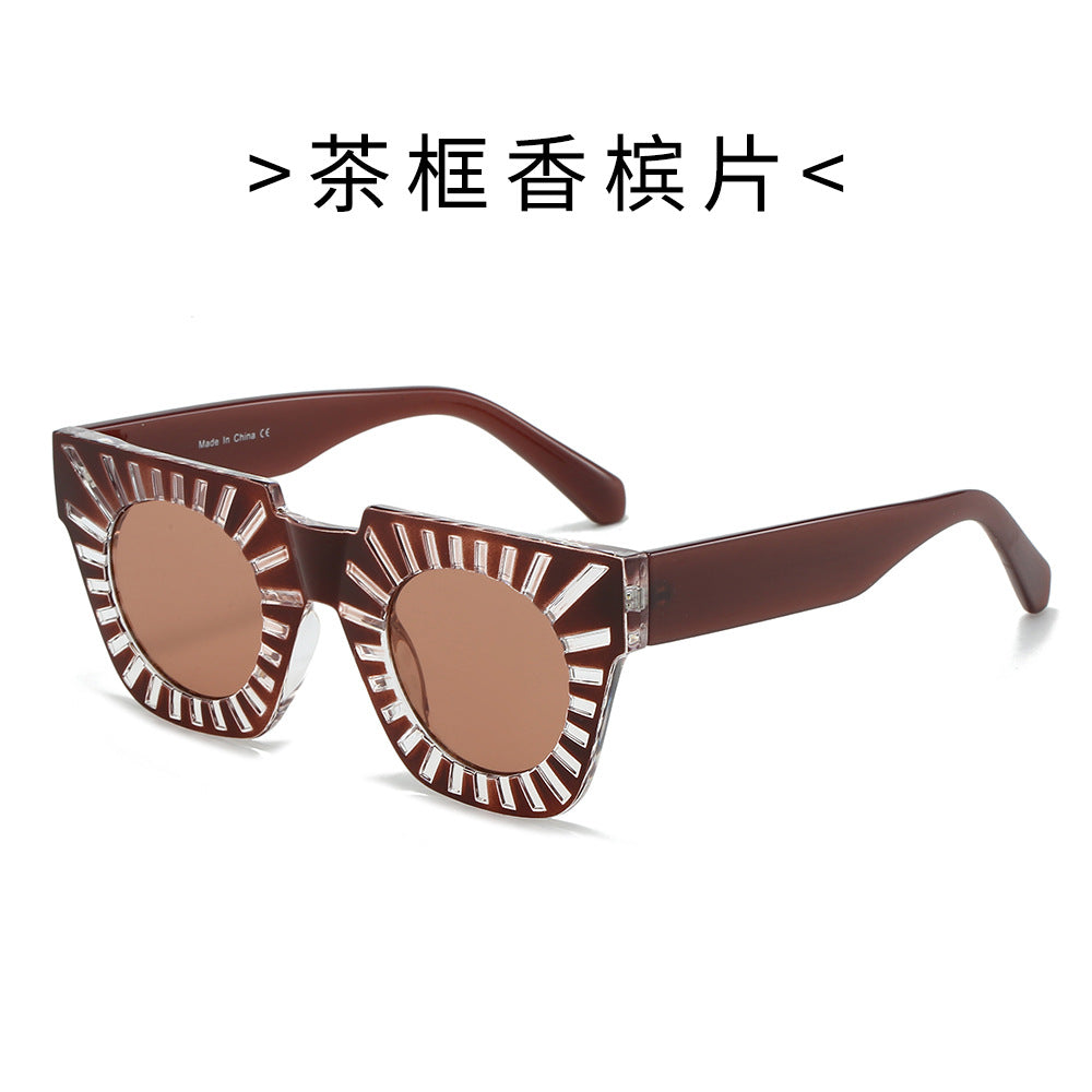 Damen Modische Sonnenbrille mit kreativem geometrischem Rahmen Brehn