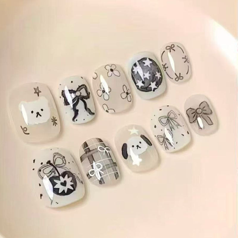 Künstlerisches Kaffee-inspiriertes Press-On Nagelkunst Set Brehn