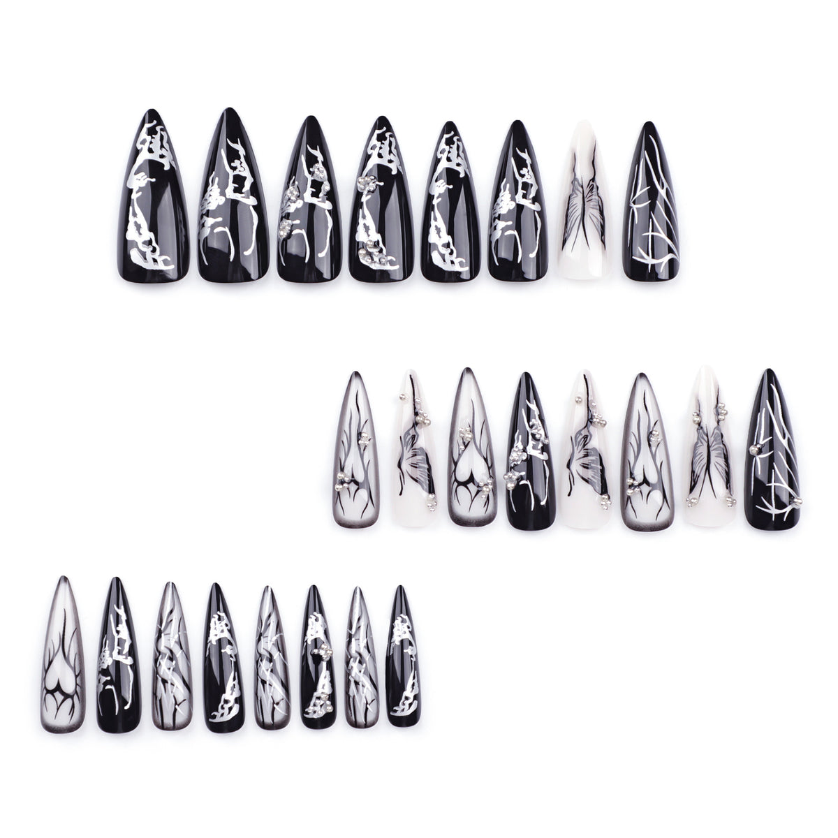 Kunstvolle Nagelkunst mit elegantem Schwarz-Weiß-Design Brehn