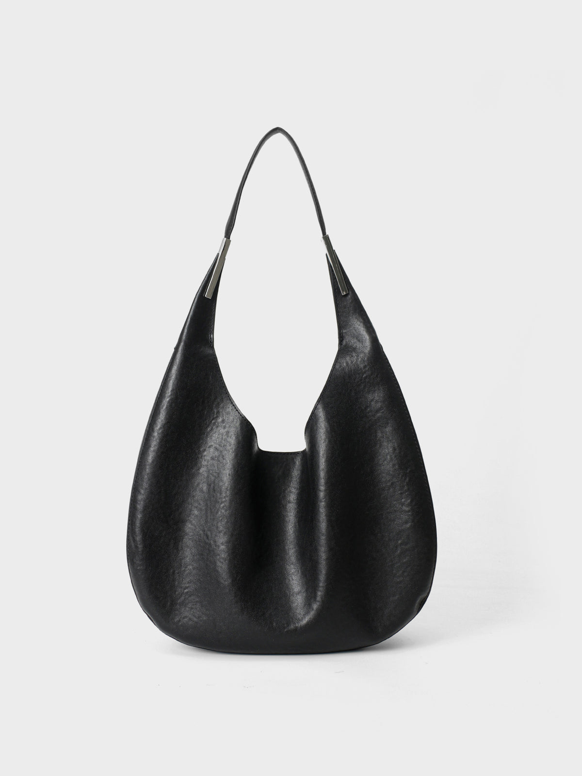 Weiche genarbte schlaffe Hobo-Schultertasche mit Metallbesatz-Griff