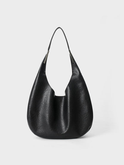 Weiche genarbte schlaffe Hobo-Schultertasche mit Metallbesatz-Griff