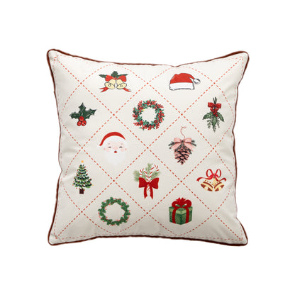 Rechteckiger dekorativer Kissenbezug mit weihnachtlichen Stickmotiven und Paspelierung Brehn
