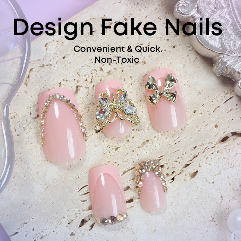 Glamouröses Kunstnagelset mit floralen Akzenten und Glitzerverzierungen Brehn