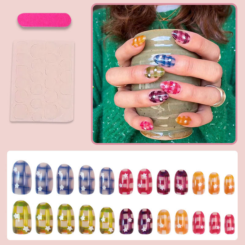 Kunstnagelset mit bunten Sternen-Designs Brehn