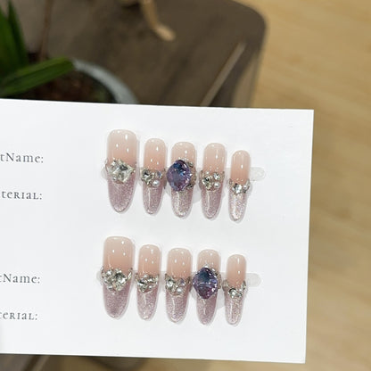 Glamouröse mit Strass veredelte Press-On Nagelset 1790730529