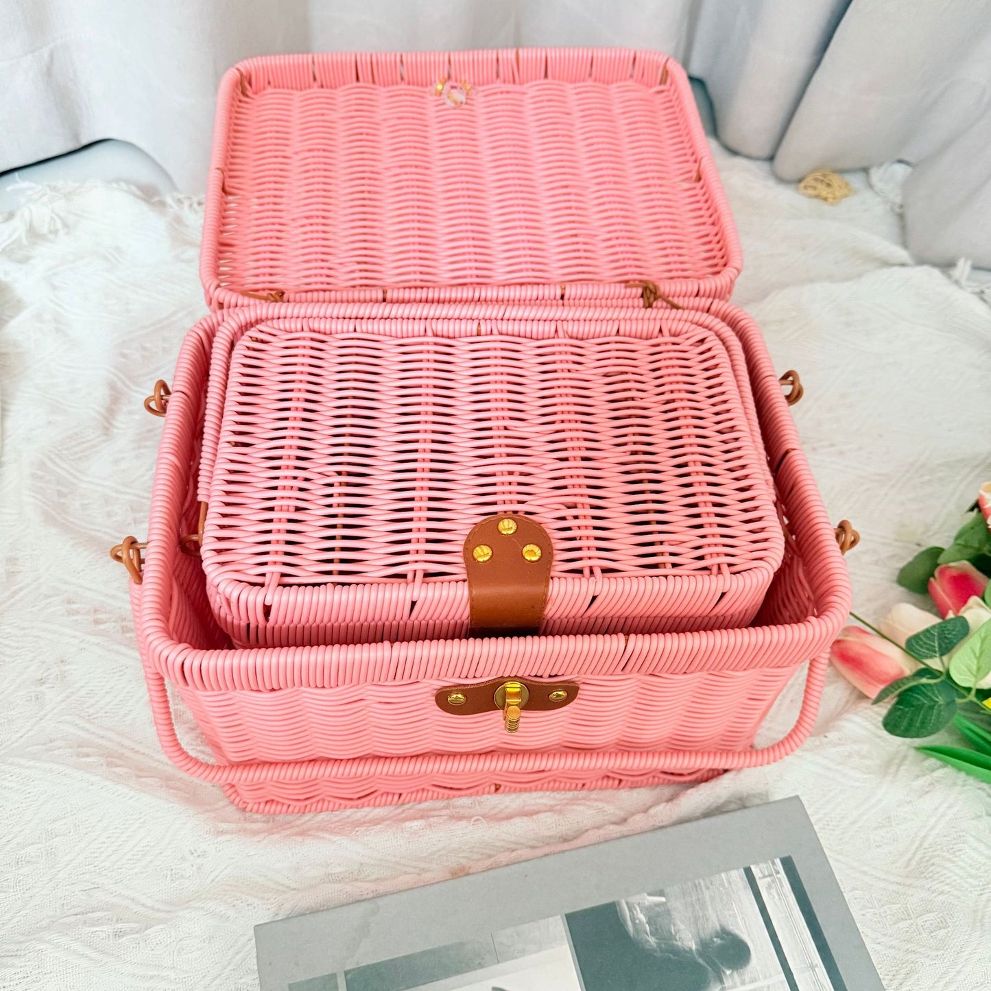 Damen Handgefertigter Rattan Picknickkorb Brehn