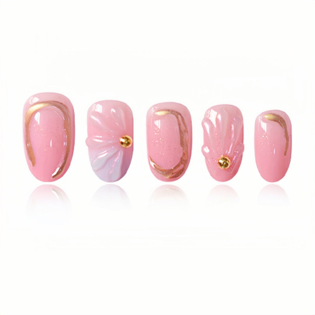 Florales geometrisches Press-On-Nagelkunst-Set Brehn